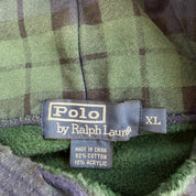 J- Vintage 90s Polo RL All Over Plaid Navy/Green Hoodie - XL