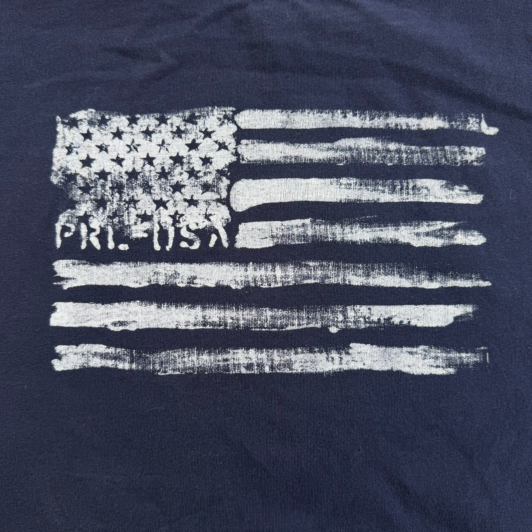 J- Vintage Polo Ralph Lauren USA Flag Graphic Ringer Tee - Youth XL (fits Adult S)