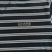 J- Vintage Ralph Lauren Chaps Embroidered Text Navy/White Striped Tee - L