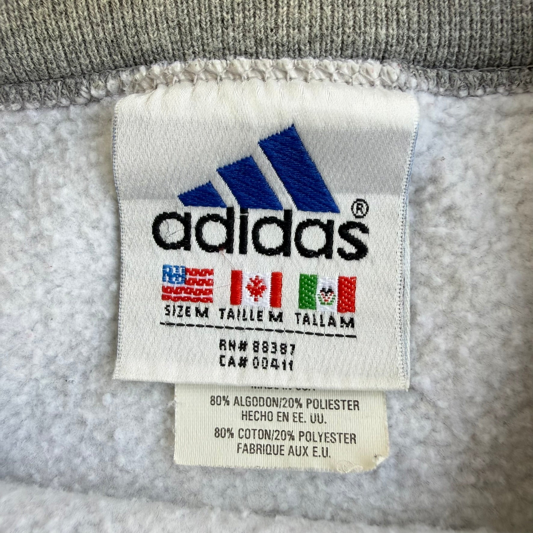 J- Vintage 90s Adidas Embroidered Logo Made In USA Crewneck - M