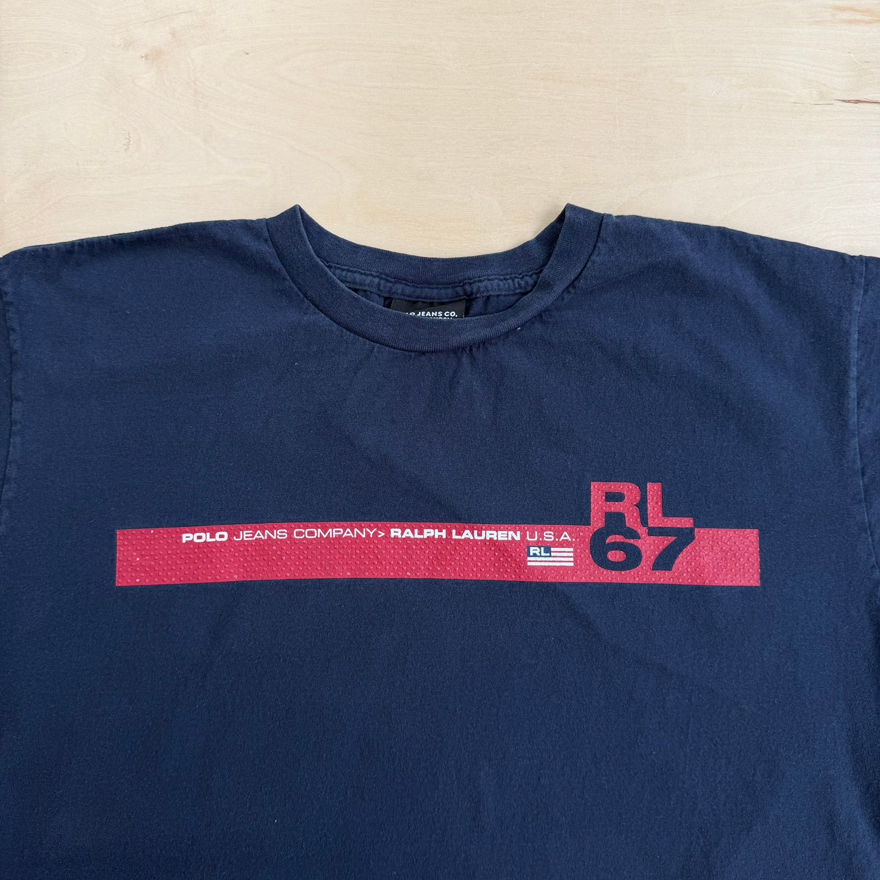 J- Vintage Polo Jeans Company Ralph Lauren Text Graphic Tee - L