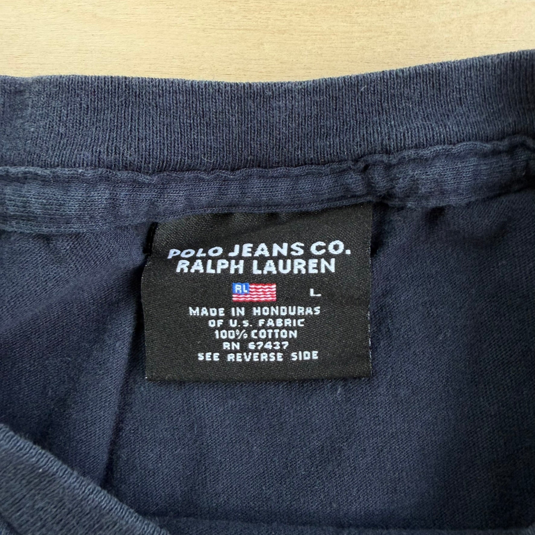 J- Vintage Polo Jeans Company Ralph Lauren Text Graphic Tee - L