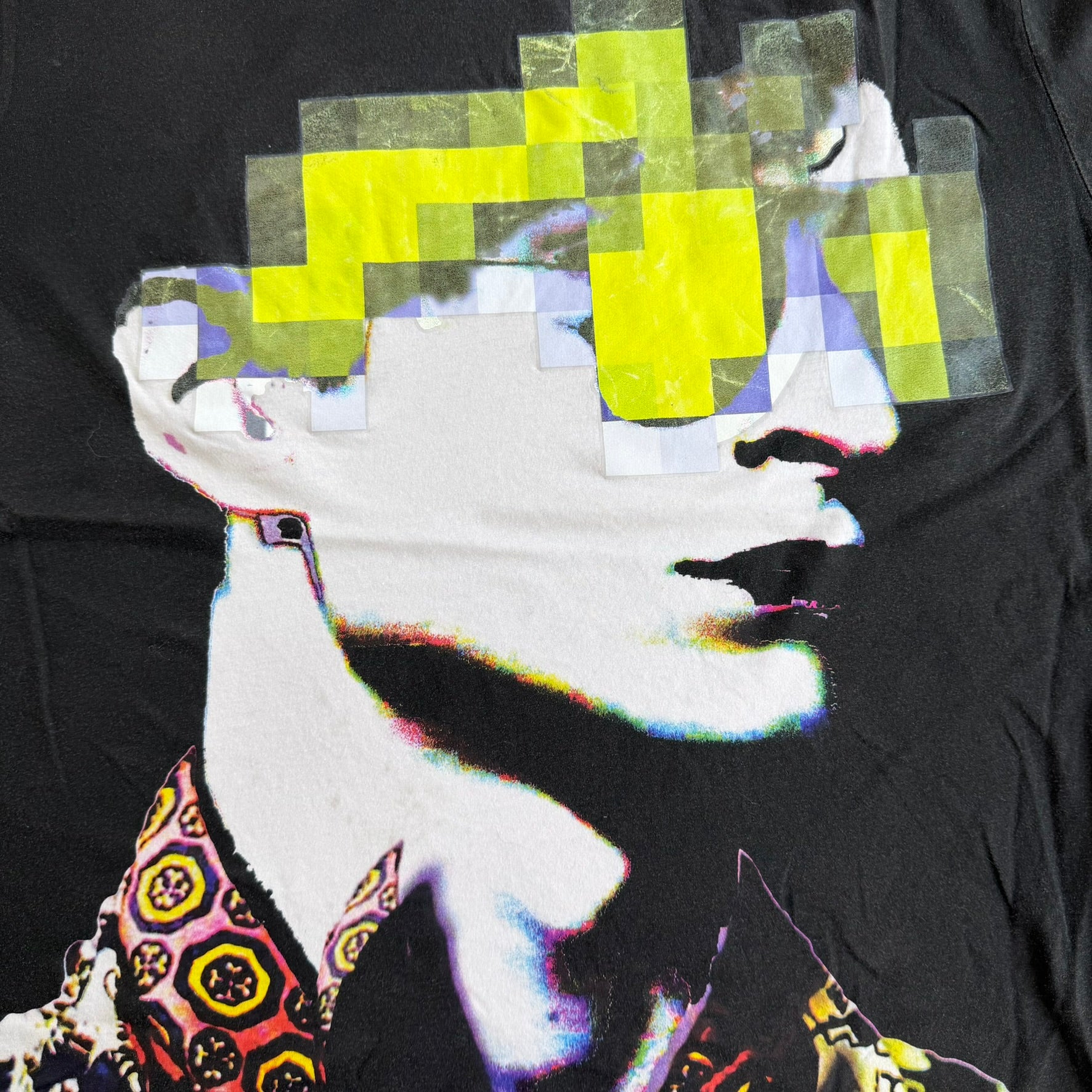 J- Vintage '12 Miuccia Prada S/S Pixelated Portrait Graphic Tee - XL