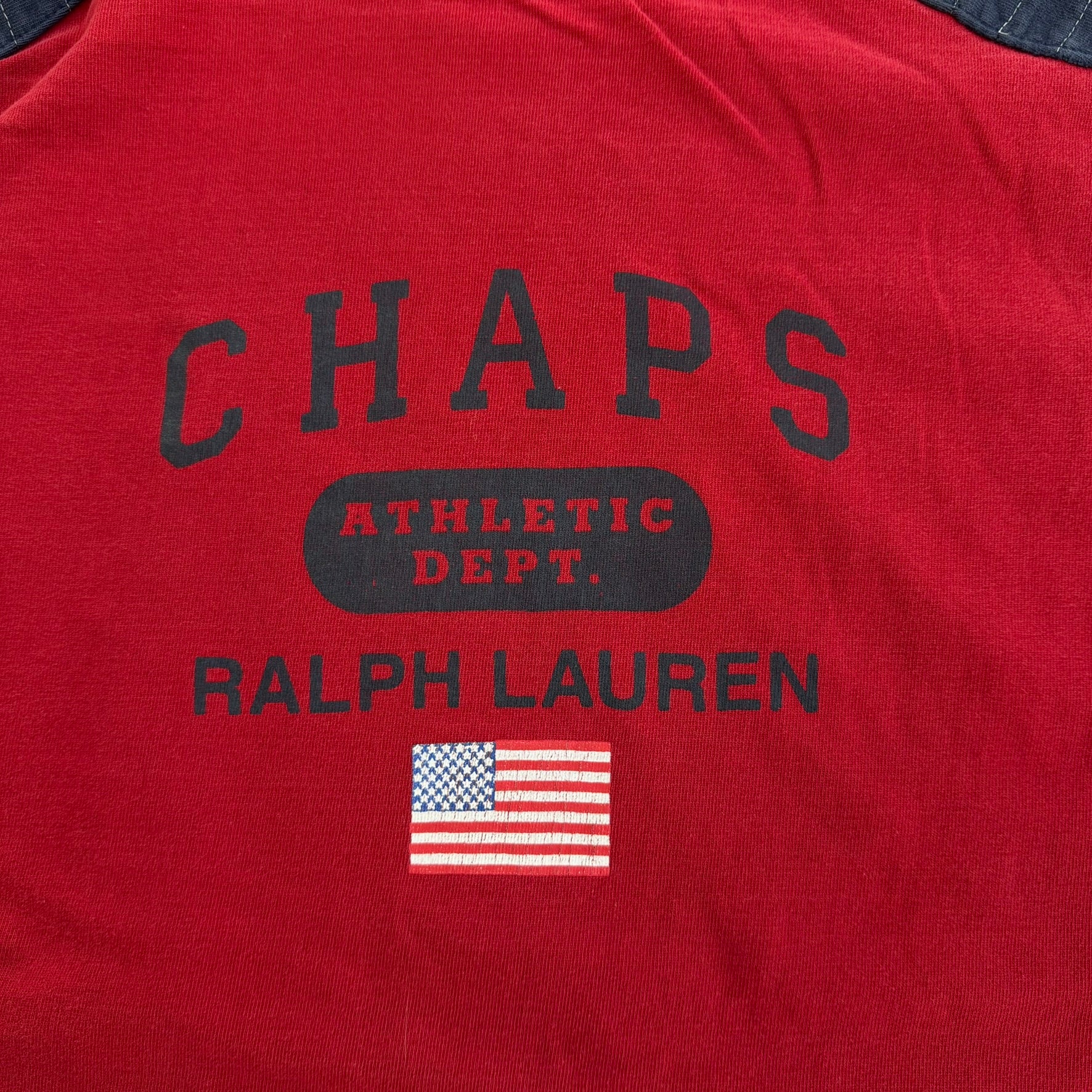 J- Vintage Ralph Lauren Chaps Athletic Dept. Text Long Sleeve Tee - L