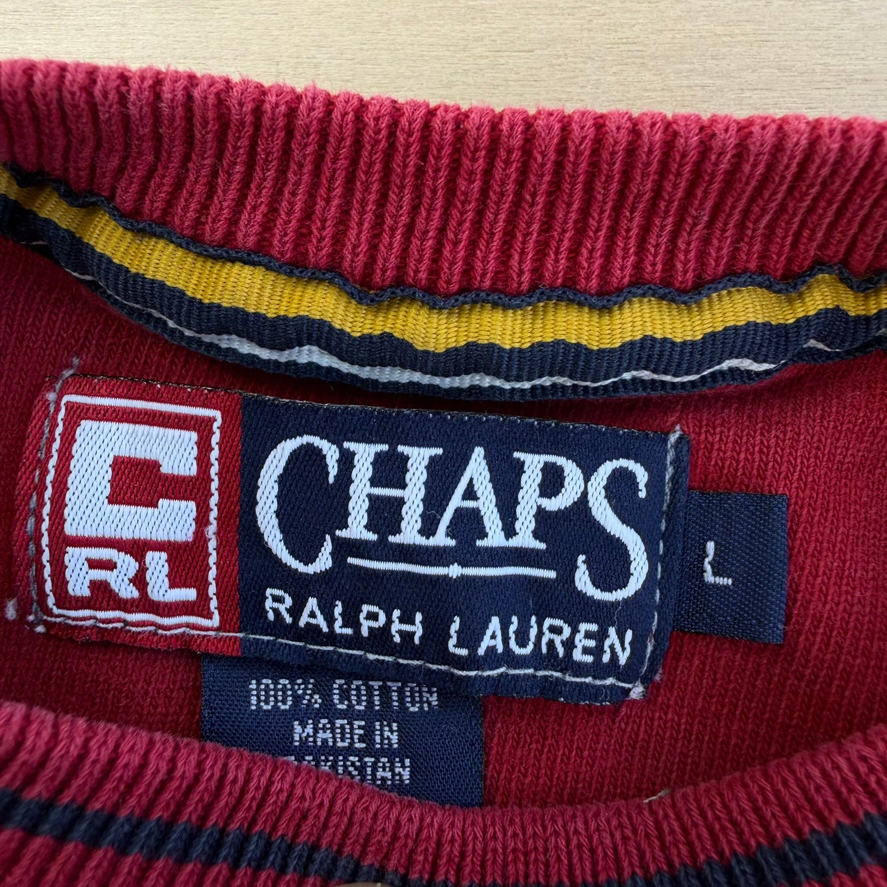 J- Vintage Ralph Lauren Chaps Athletic Dept. Text Long Sleeve Tee - L