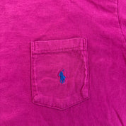 J- Vintage Polo Ralph Lauren Embroidered Logo Made In USA Single Stitch Pocket Pink Tee - L