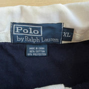 J- Vintage 90s Polo RL Embroidered Logo Fleece Lined Long Sleeve Rugby Shirt - XL