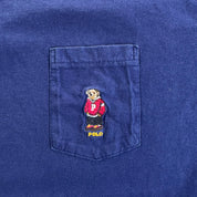 J- Vintage Polo Ralph Lauren Embroidered Bear Made In USA Single Stitch Pocket Tee - L