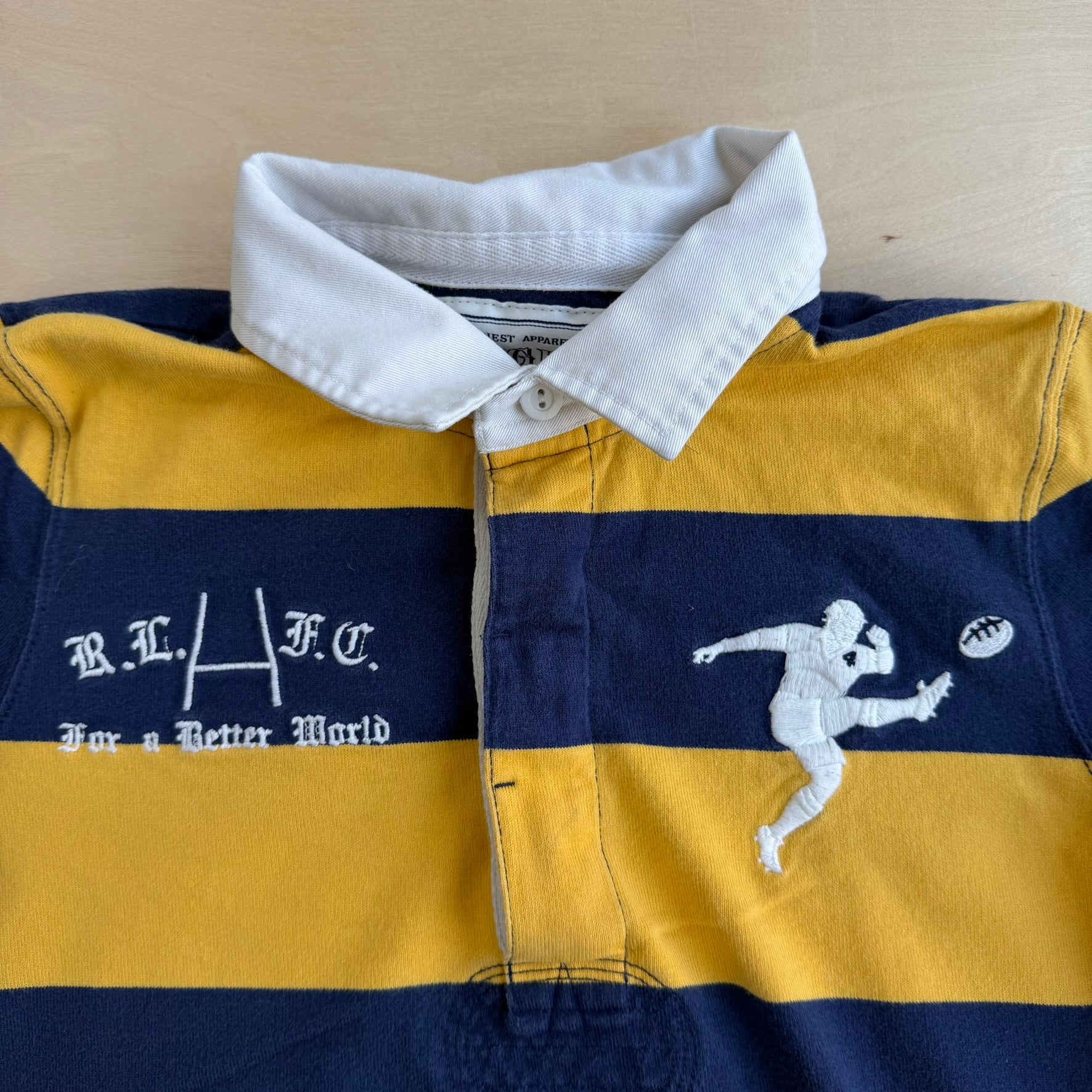 J- Vintage 00s Polo RL Embroidered Rugby Player & Text Long Sleeve Rugby Shirt - Youth L (fits Adult S)