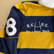 J- Vintage 00s Polo RL Embroidered Rugby Player & Text Long Sleeve Rugby Shirt - Youth L (fits Adult S)