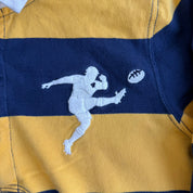 J- Vintage 00s Polo RL Embroidered Rugby Player & Text Long Sleeve Rugby Shirt - Youth L (fits Adult S)