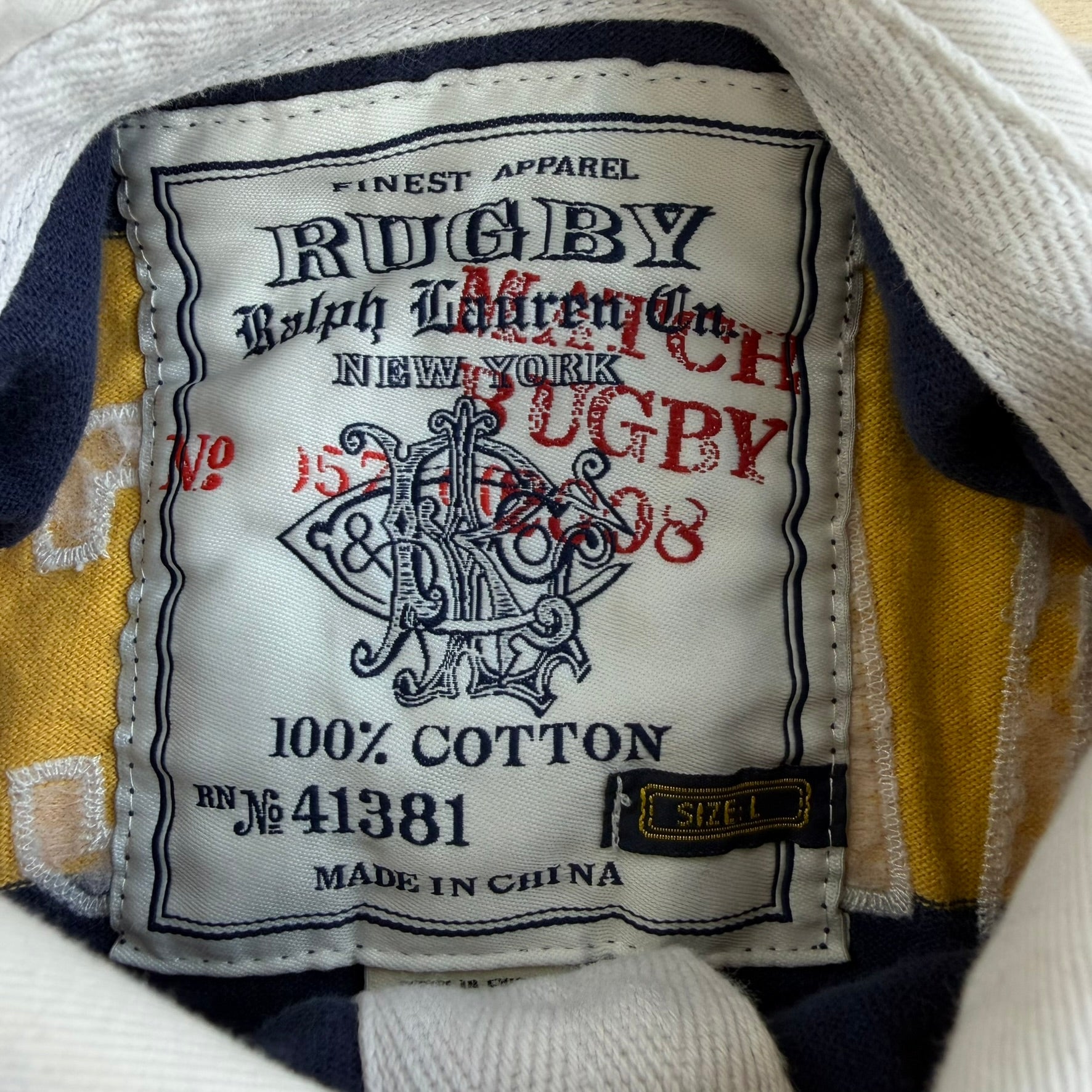 J- Vintage 00s Polo RL Embroidered Rugby Player & Text Long Sleeve Rugby Shirt - Youth L (fits Adult S)