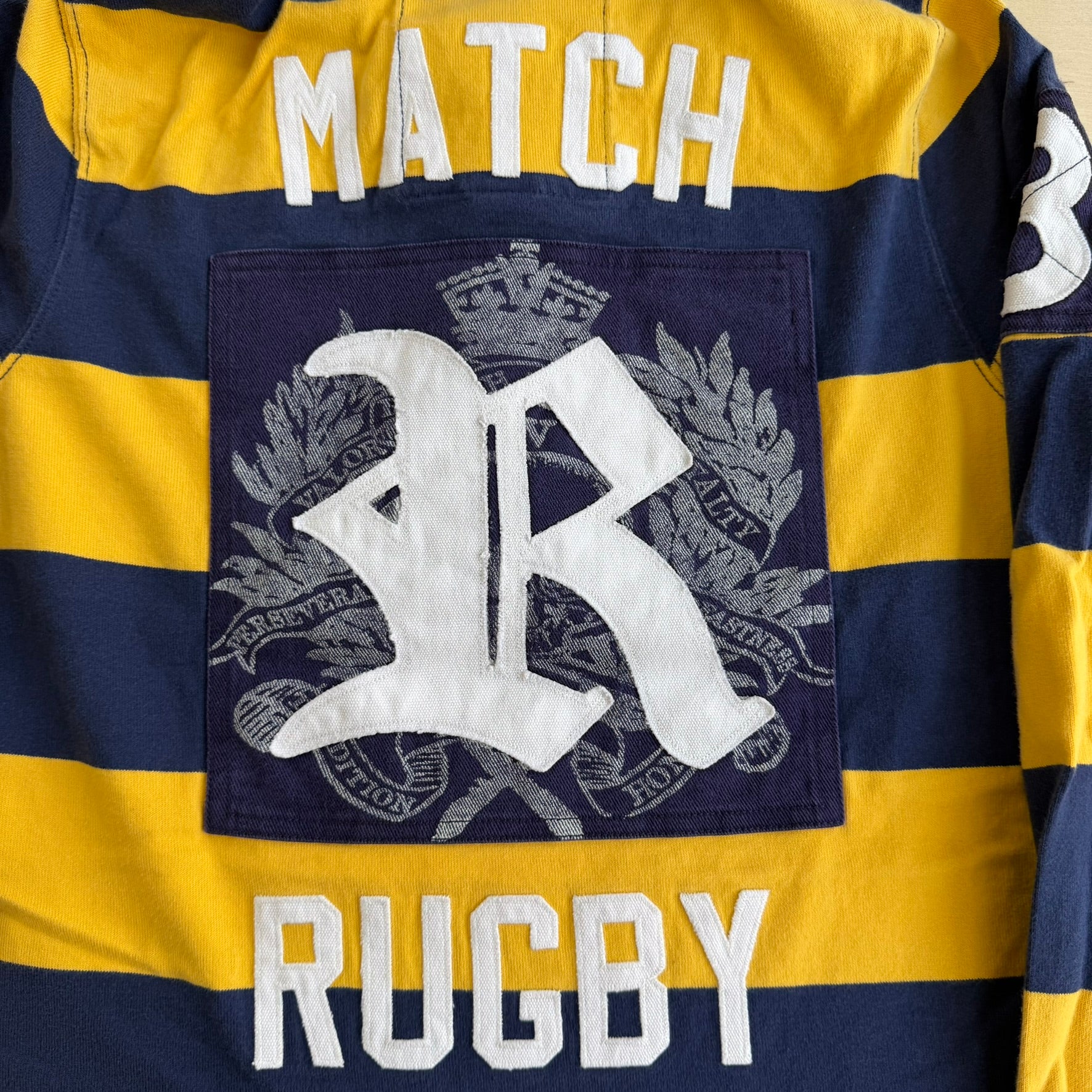 J- Vintage 00s Polo RL Embroidered Rugby Player & Text Long Sleeve Rugby Shirt - Youth L (fits Adult S)