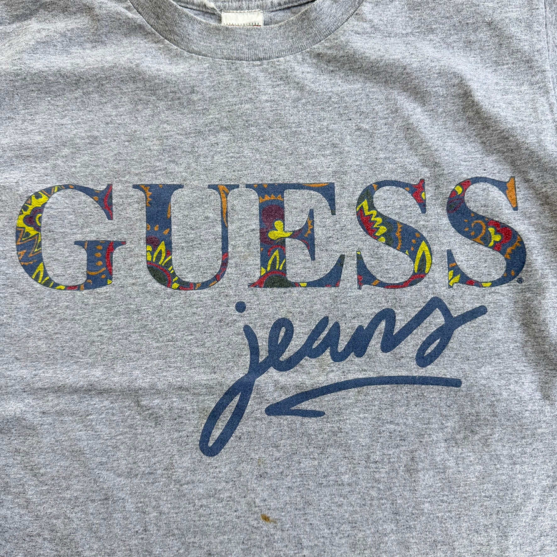 J- Vintage Guess Jeans Text Graphic Made In USA Tee - S