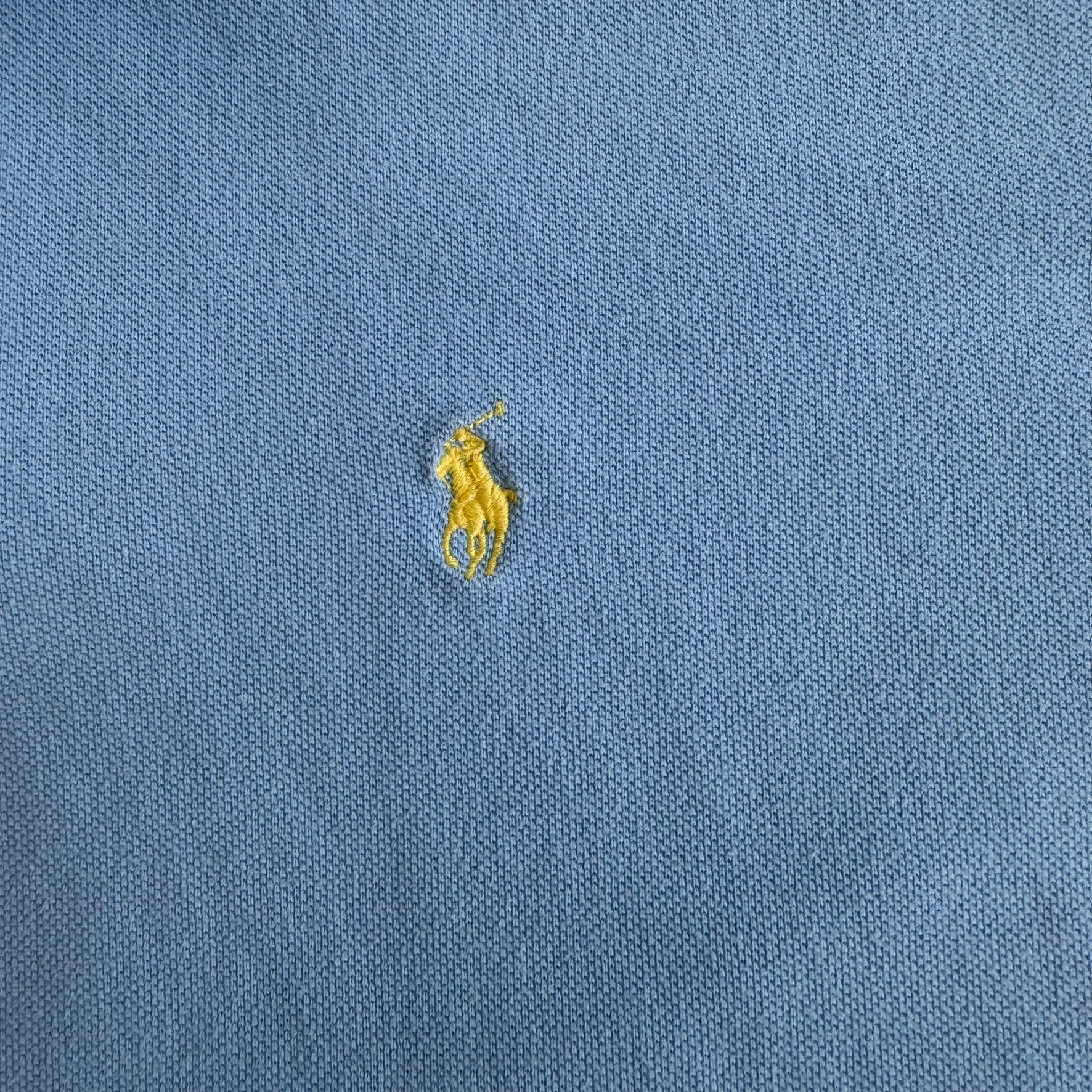J- Vintage 90s Polo RL Embroidered Logo Baby Blue Polo Shirt - XL