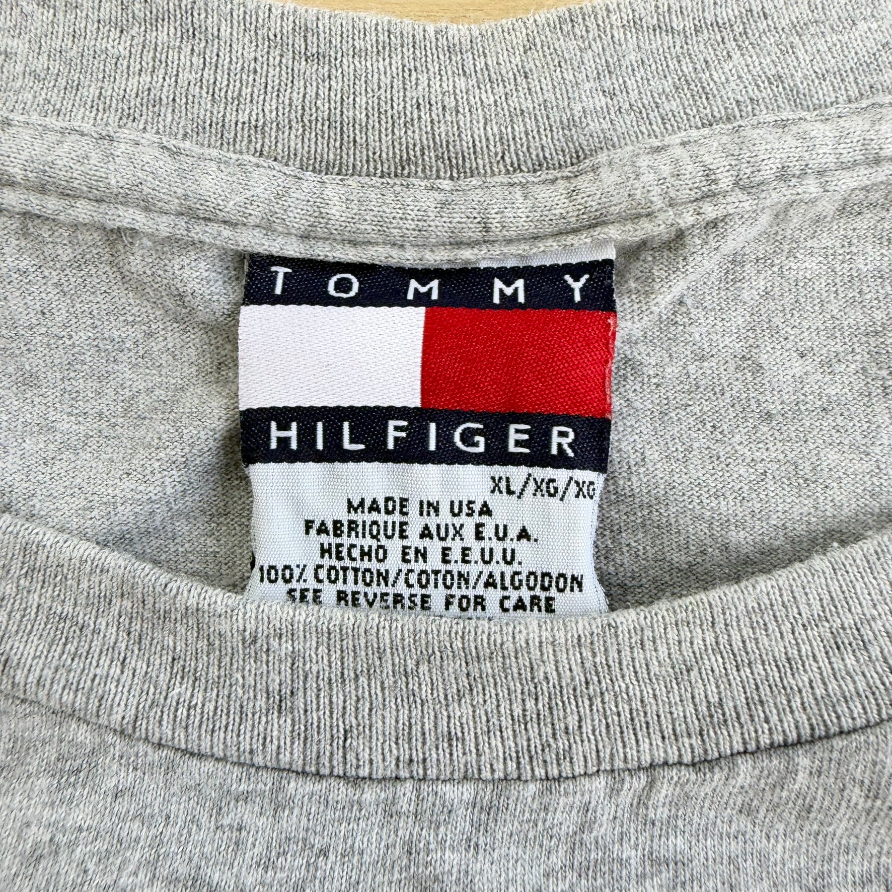 J- Vintage Tommy Hilfiger Text Graphic Made In USA Tee - XL