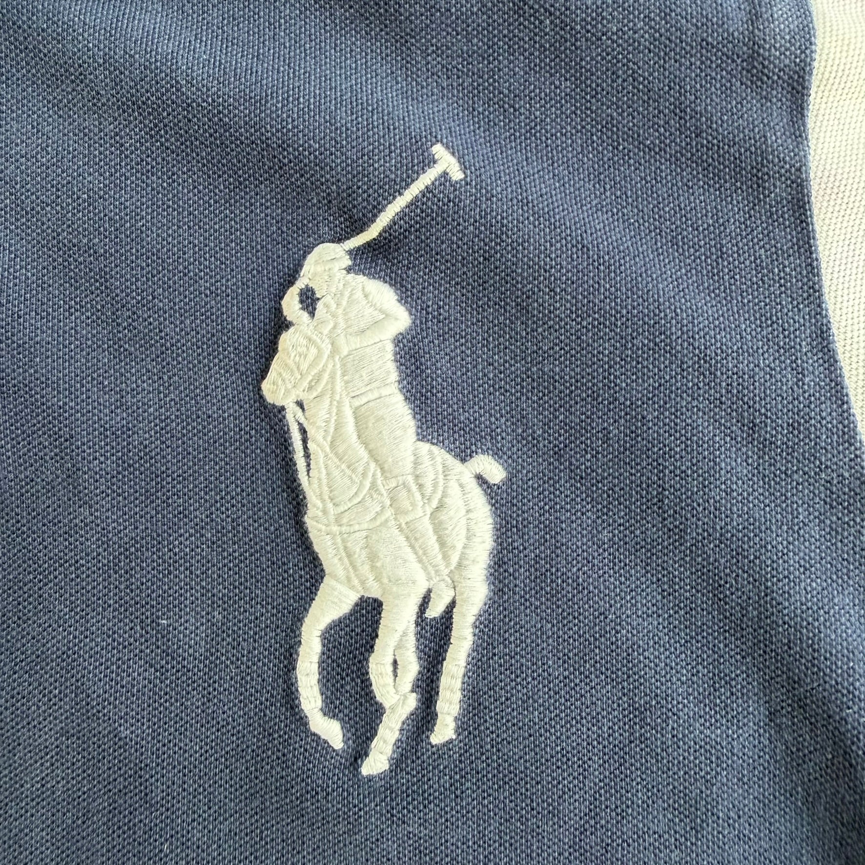 J- Vintage 10s Polo RL Big Pony Royal Crest Embroidered Logo Navy Polo Shirt - XL