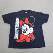 F- Vintage Disney Minnie Mouse Text & Graphic Tee