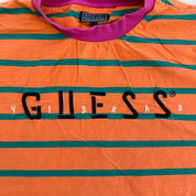 J- Guess x J Balvin Embroidered Text Striped Tee - L