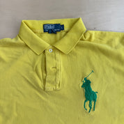 J- Vintage 00s Polo RL Big Pony Embroidered Logo Yellow Polo Shirt - L