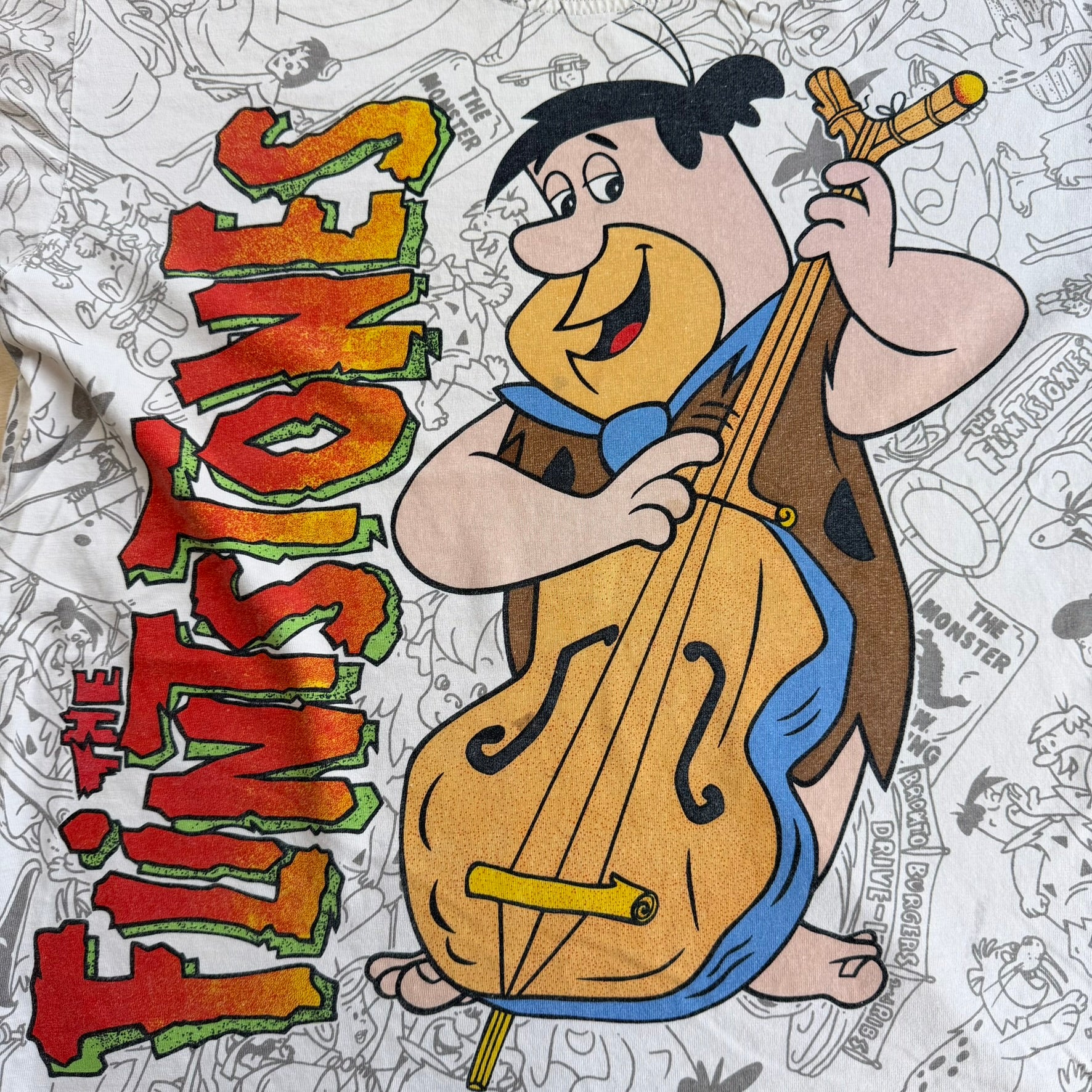 J- Vintage Flintstones All Over Print Graphic Single Stitch Tee - L