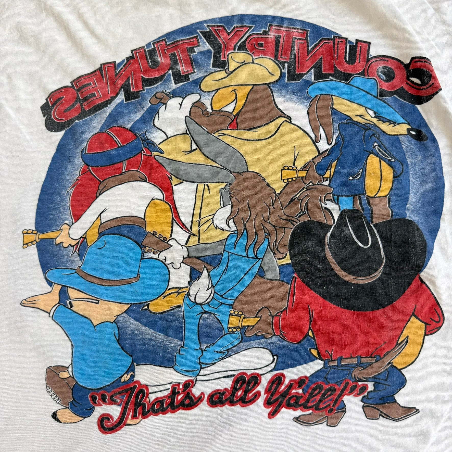 J- Vintage '93 Looney Tunes Country Tunes Graphic Single Stitch Tee - XL