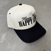 K- Black Happy Wife Happy Life Embroidered Snapback Hat - 35