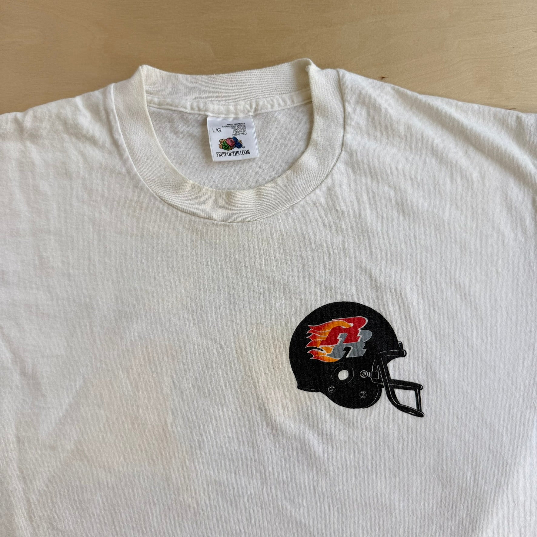J- Vintage '93 Ottawa Rough Riders CFL Old Logo & Graphic Single Stitch Tee - L