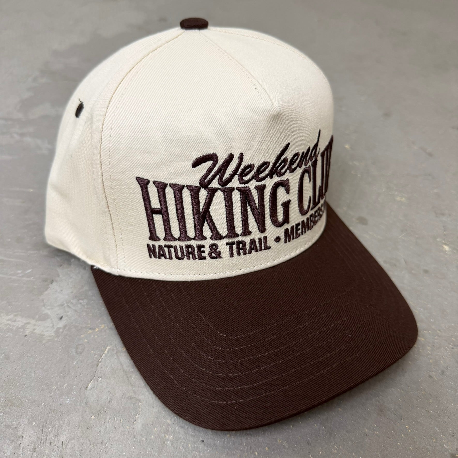 K- Brown Weekend Hiking Club Embroidered Snapback Hat - 35