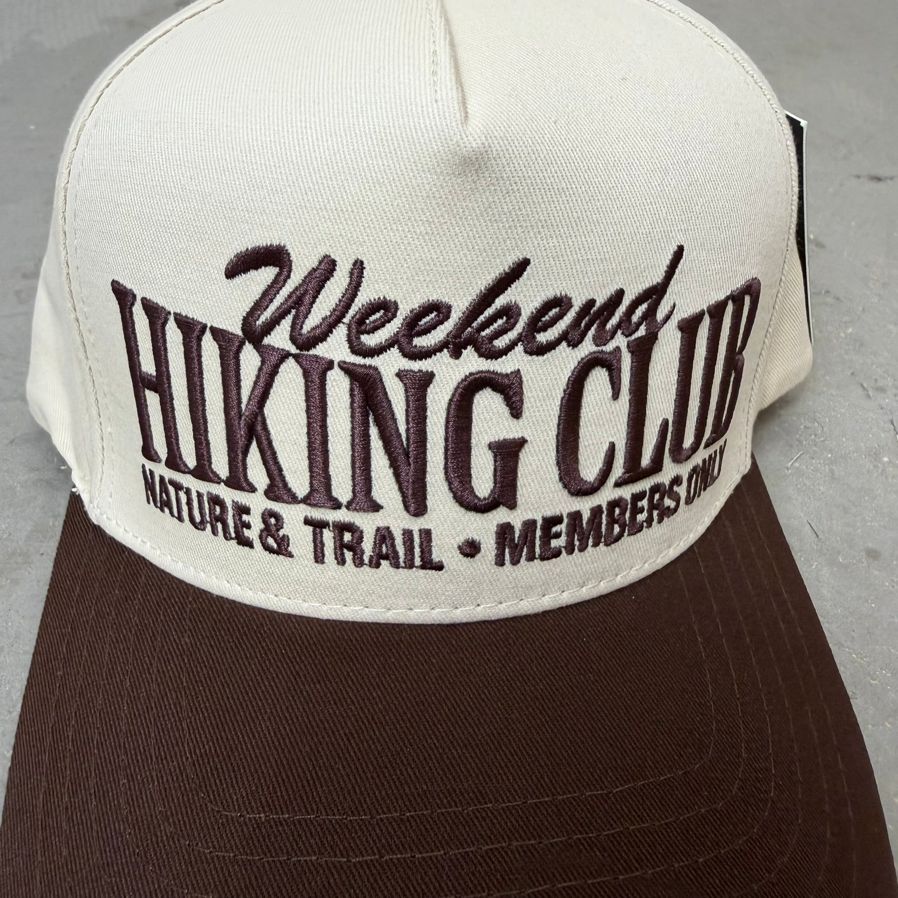 K- Brown Weekend Hiking Club Embroidered Snapback Hat - 35