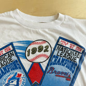J- Vintage '92 MLB World Series Toronto Blue Jays Vs Atlanta Braves Single Stitch Tee - S