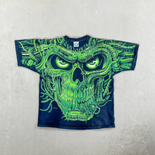 Load image into Gallery viewer, F- Vintage &#39;98 Liquid Blue Robot Skeleton Skull Jumbo Print Tee
