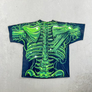 F- Vintage '98 Liquid Blue Robot Skeleton Skull Jumbo Print Tee