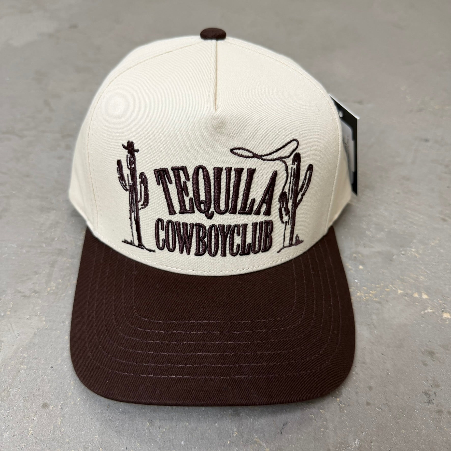 K- Brown Tequila Cowboy Club Embroidered Snapback Hat - 35