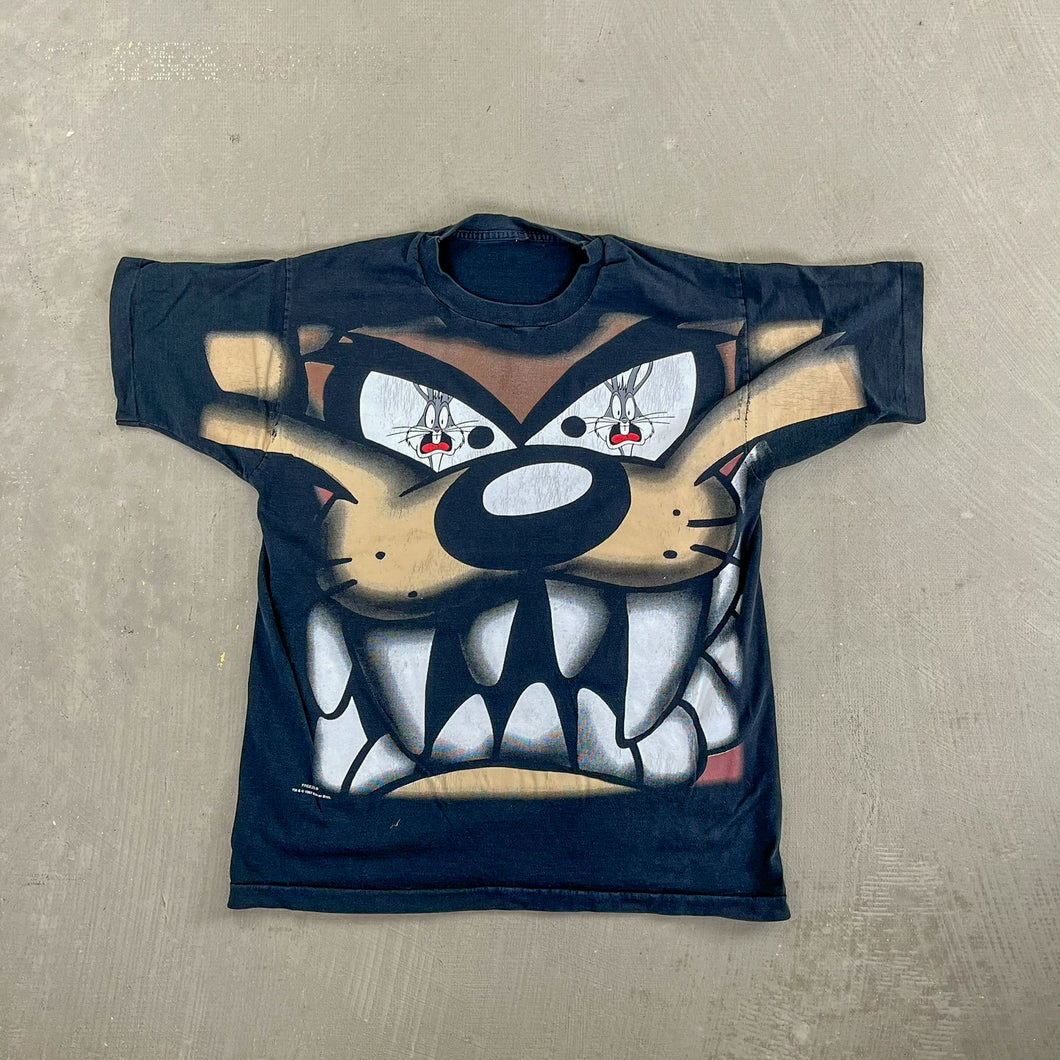 F- Vintage '97 Looney Tunes Tasmanian Devil & Bugs Bunny Single Stitch Jumbo Print Tee