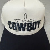 K- Black COWBOY Embroidered Text Snapback Hat - 35