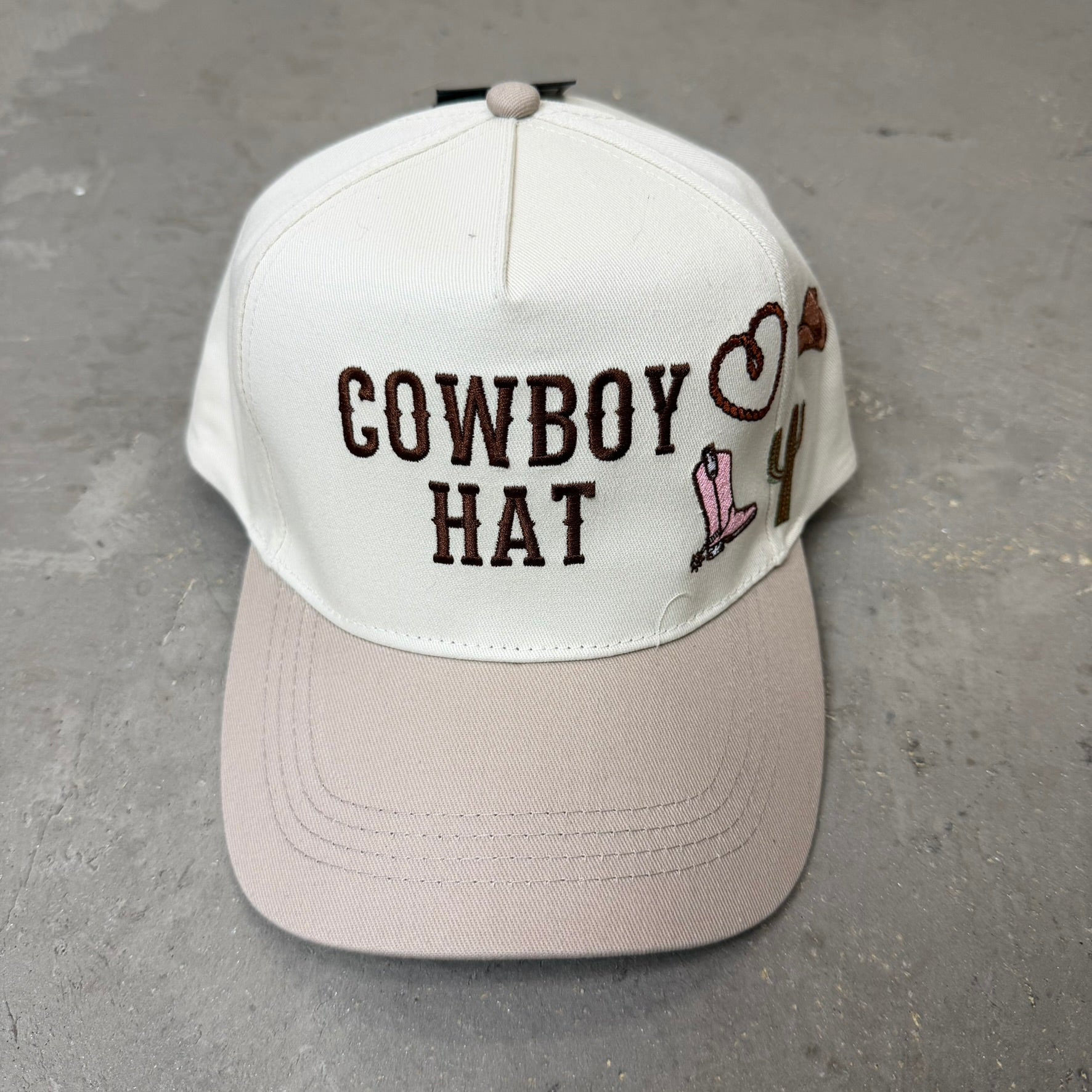 K- Taupe Cowboy Hat Embroidered Patches Snapback Hat - 35