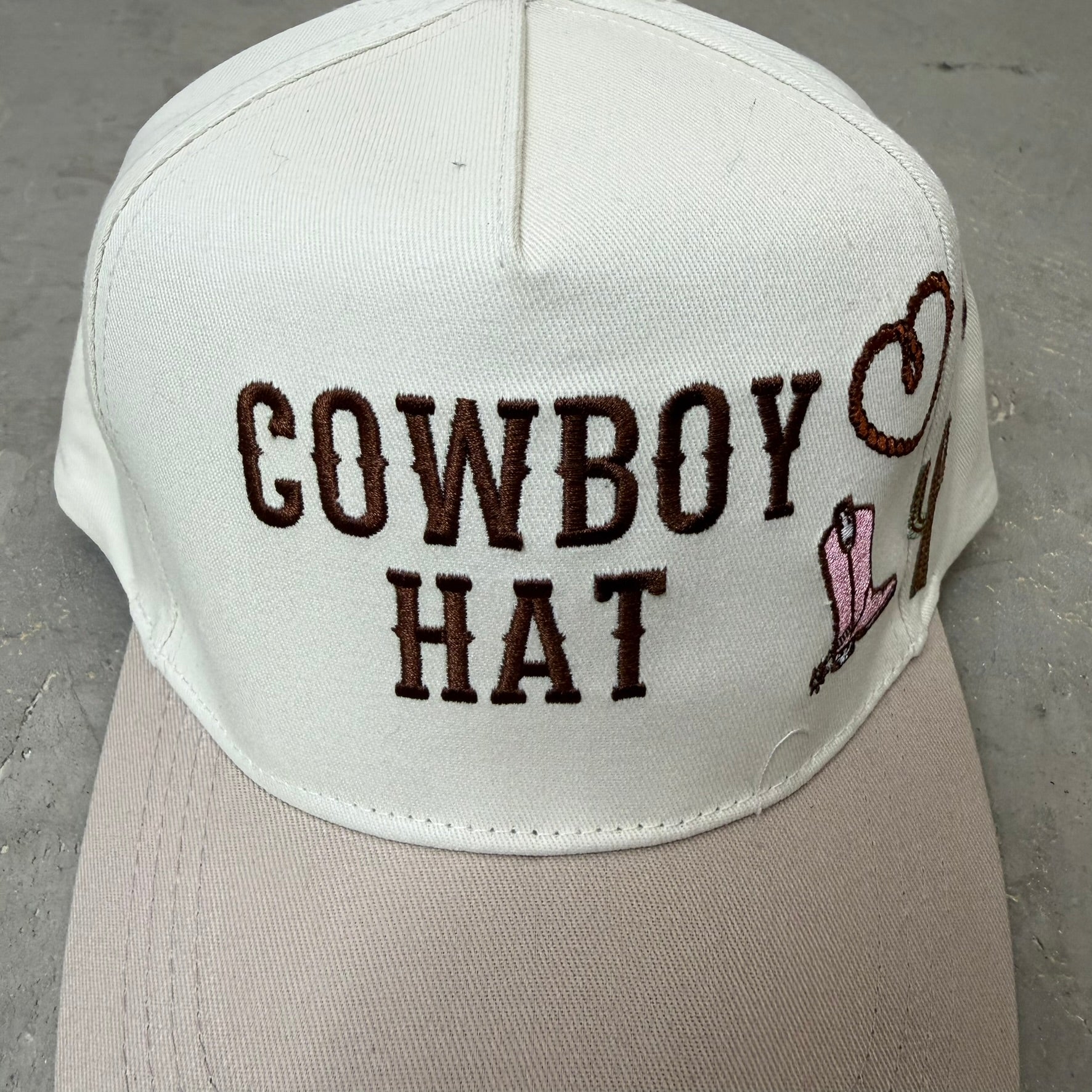 K- Taupe Cowboy Hat Embroidered Patches Snapback Hat - 35