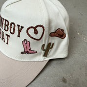 K- Taupe Cowboy Hat Embroidered Patches Snapback Hat - 35