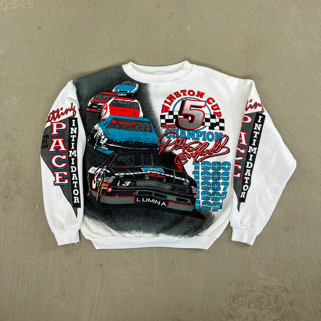 F- Vintage '91 Nascar Dale Earnhardt 5 Times Champion Jumbo Print Crewneck