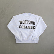 F- Vintage Champion Reverse Weave Wofford College Text Crewneck