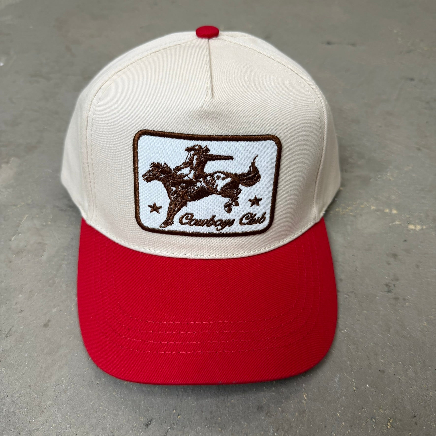 K- Red Cowboys Club Embroidered Patches Snapback Hat - 35