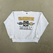 F- Vintage '91 University Of Washington Huskies Lee Text & Logo Crewneck