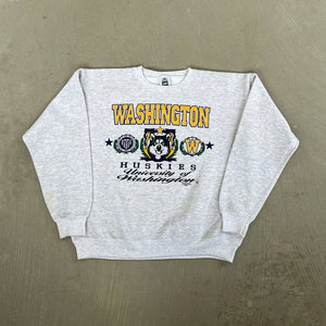 F- Vintage '91 University Of Washington Huskies Lee Text & Logo Crewneck