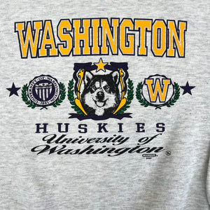 F- Vintage '91 University Of Washington Huskies Lee Text & Logo Crewneck