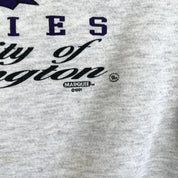 F- Vintage '91 University Of Washington Huskies Lee Text & Logo Crewneck