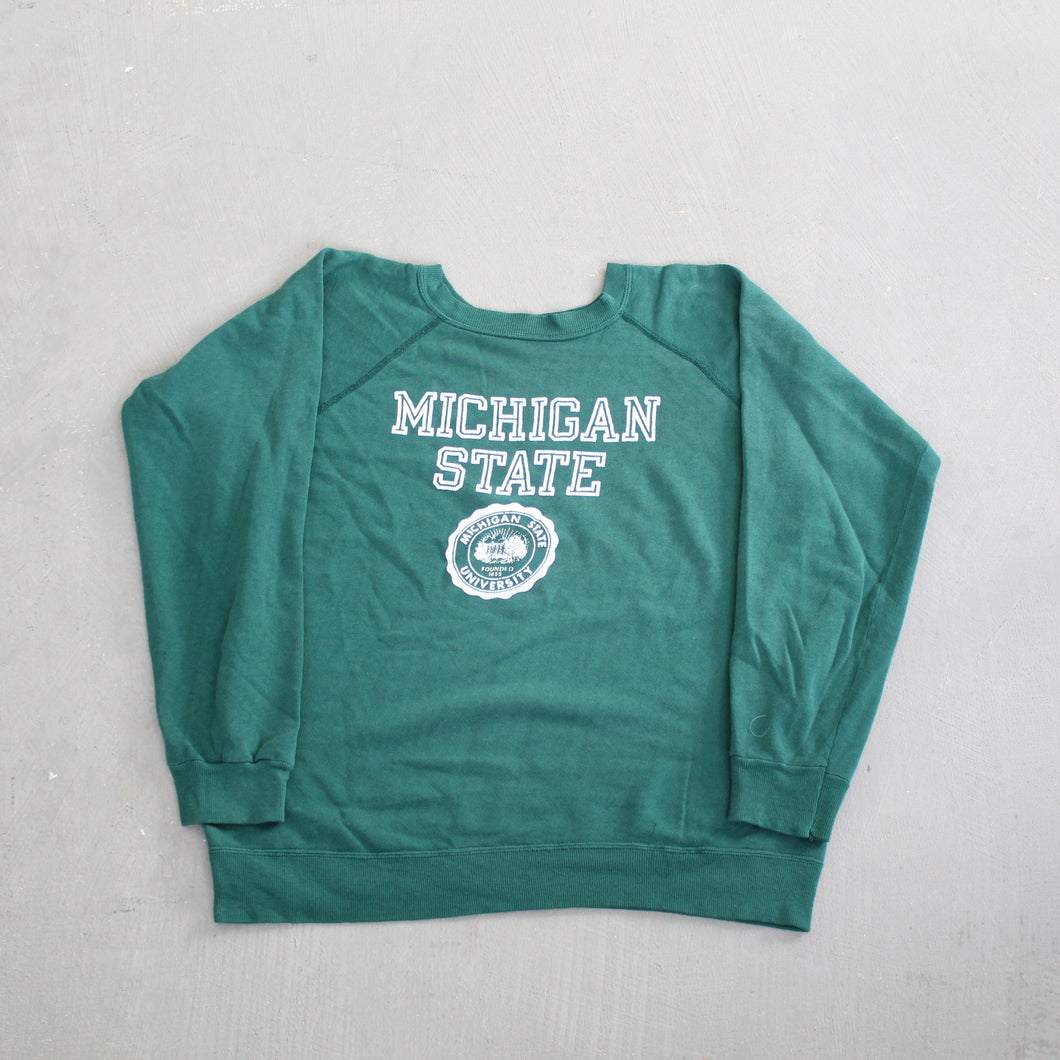 F- Vintage Michigan State University Text & Seal Crewneck