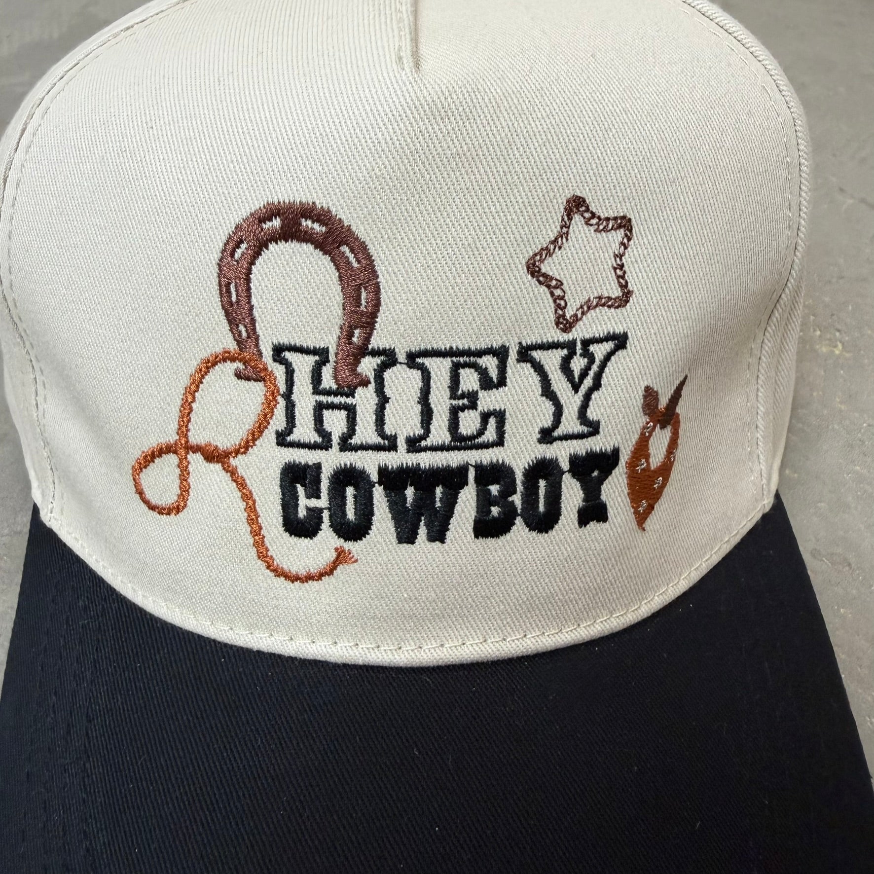 K- Black Hey Cowboy Embroidered Snapback Hat - 35