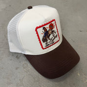 K- Brown Cowboy & Horse Embroidered Patch Trucker Hat - 35