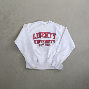 F- Vintage Champion Reverse Weave Liberty University Text Crewneck